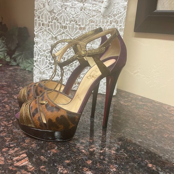 Christian Louboutin Leather-Printed Calf Hair Glennalta - Pre-owned, Sz 38.5 - Picture 2 of 5